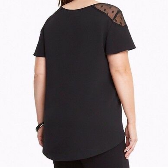 Torrid Crepe Mesh Dot Flutter Sleeve Top - Picture 2 of 8